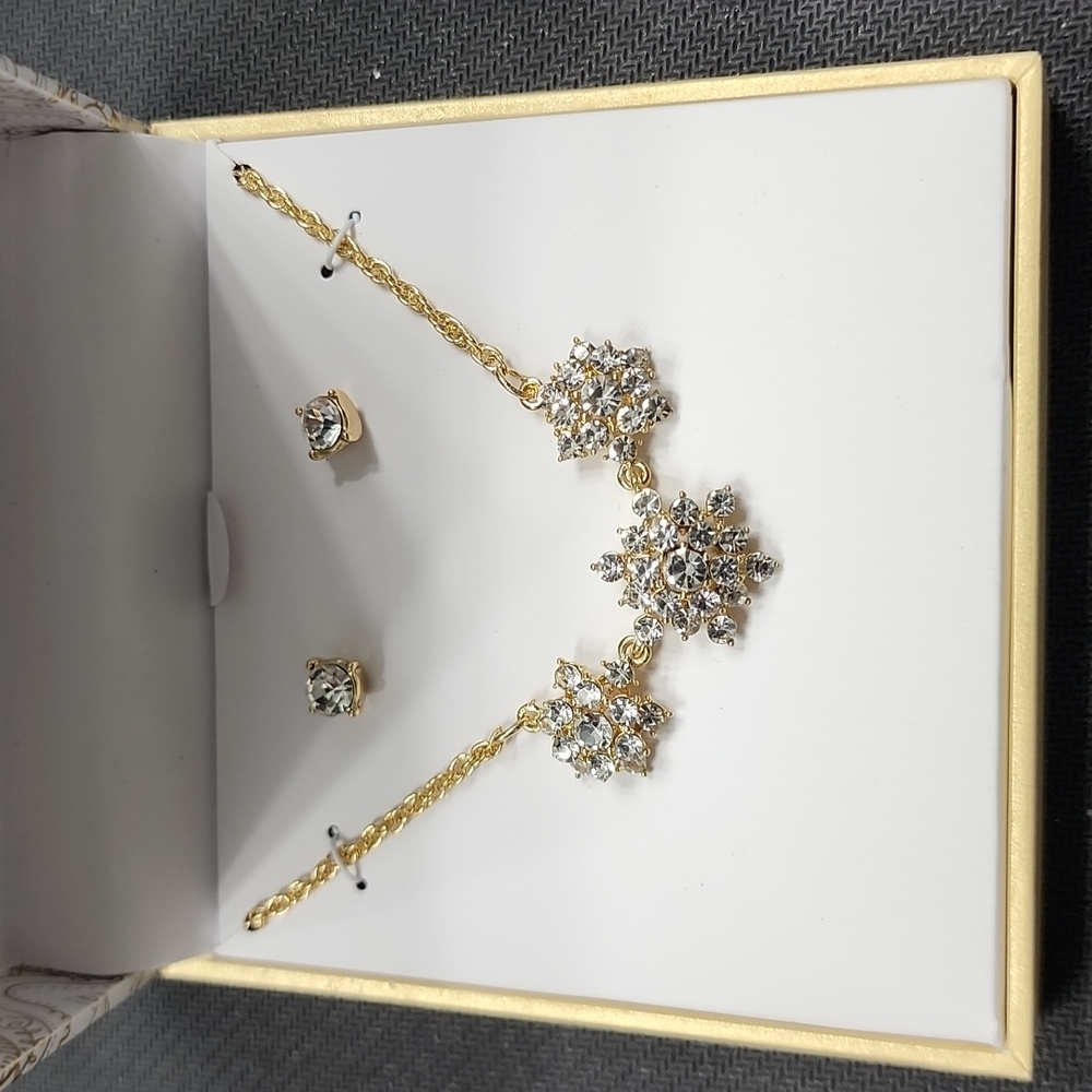 Gold earrings necklace set